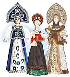 сувенирные фарфоровые куклы в национальных русских костюмах