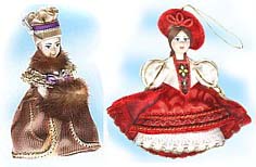 сувенирные мини - куклы подвесные в светских нарядах