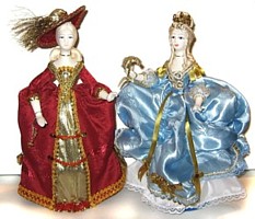 сувенирные куклы-шкатулки ручной работы, из фарфора и текстиля