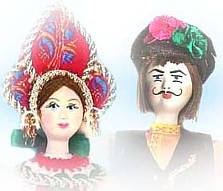 сувенирные мини - куклы подвесные в национальных русских костюмчиках