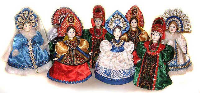 сувенирные куклы ручной работы в русских костюмах, основа-конус